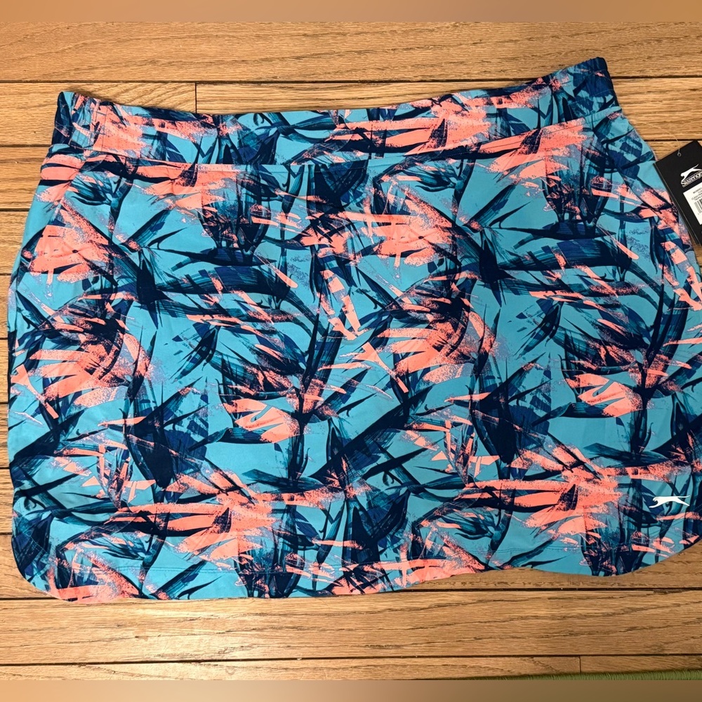 Slazenger Teal and Orange Printed Golf Skort